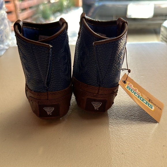 Twister – Western Infant Faux Ostrich Booties ( Blue ) Size 1-2 - Picture 4 of 7
